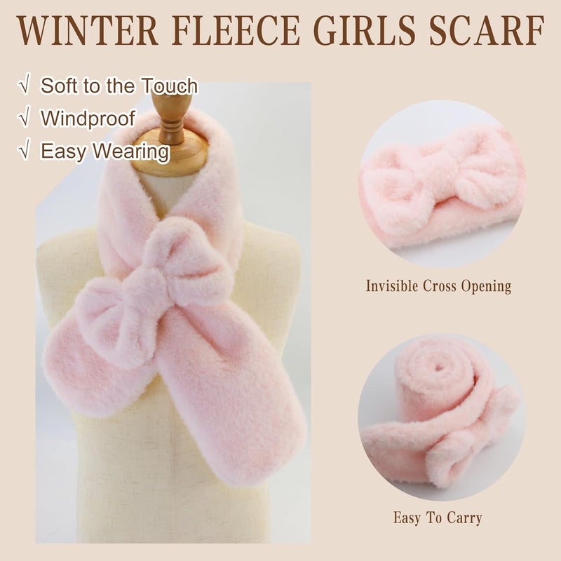 YATANAM Girls Scarf Fuzzy Fleece Kids Scarves Winter Warm Scarf Toddler Adjustable Soft Neck Warmer - Image 3